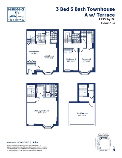 Floor plan for 3 beds, 3 baths, 2295 sqft