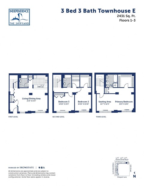 Floor plan for 3 beds, 3 baths, 2431 sqft
