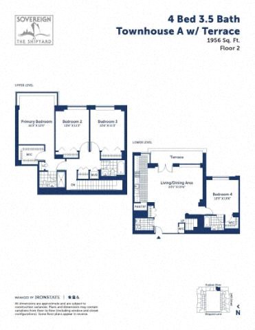Floor plan for 4 beds, 3.5 baths, 1956 sqft