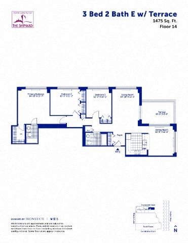 Floor plan for 3 beds, 2 baths, 1469 sqft