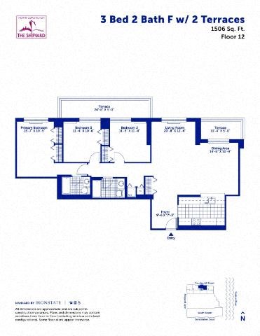 Floor plan for 3 beds, 2 baths, 1475 sqft