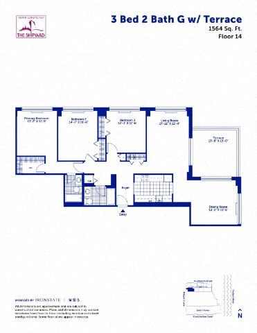 Floor plan for 3 beds, 2 baths, 1506 sqft
