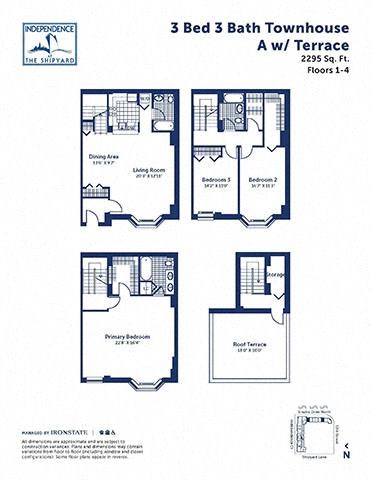 Floor plan for 3 beds, 3 baths, 2295 sqft