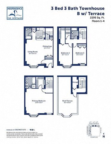 Floor plan for 3 beds, 3 baths, 2295 sqft