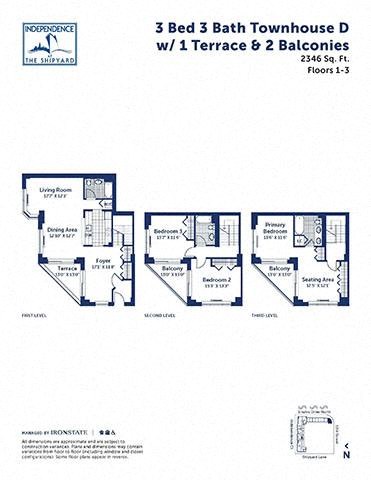 Floor plan for 3 beds, 3 baths, 2346 sqft