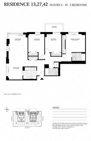 Floor plan for 3 beds, 2.5 baths, 1322 sqft
