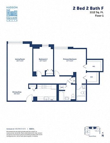 Floor plan for 2 beds, 2 baths, 1112 sqft