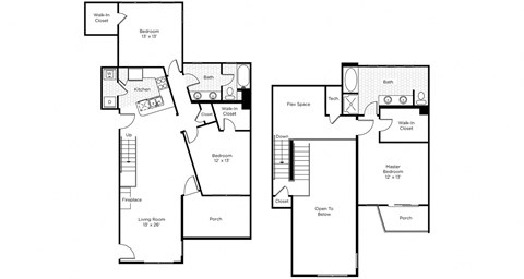 Floor plan for 3 beds, 2 baths, 1774 sqft