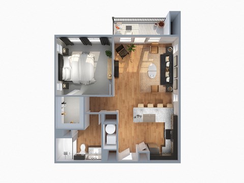 Floor plan for 1 bed, 1 bath, 824 sqft