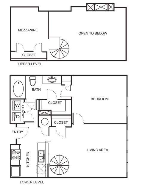 Floor plan for 1 bed, 1 bath, 898 sqft