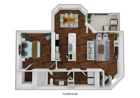 Floor plan for 1 bed, 1 bath, 805 sqft