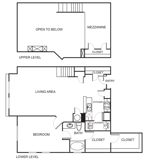 Floor plan for 1 bed, 1 bath, 1202 sqft