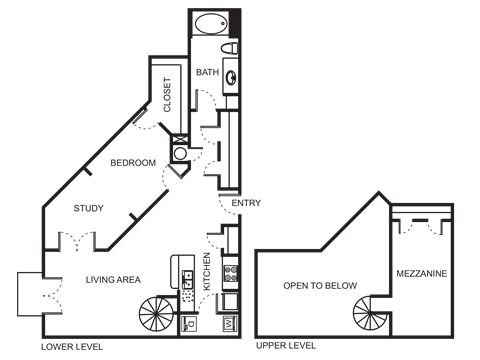 Floor plan for 1 bed, 1 bath, 1110 sqft