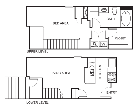 Floor plan for 1 bed, 1 bath, 820 sqft