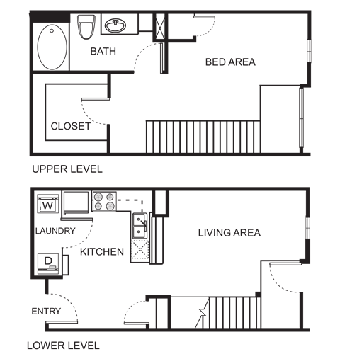 Floor plan for studio, 1 bath, 815 sqft