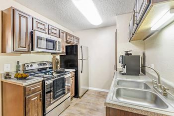 Stainless appliances with built-in microwave