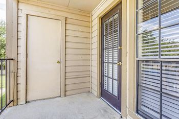 Private patio or balcony with storage