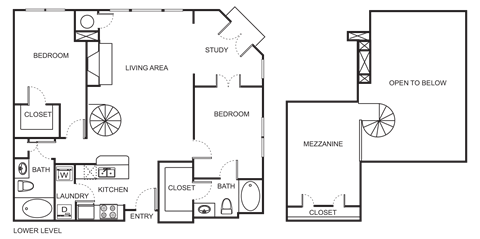Floor plan for 2 beds, 2 baths, 1492 sqft