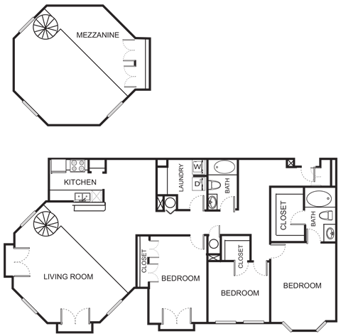 Floor plan for 3 beds, 2 baths, 2214 sqft