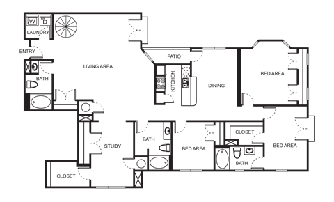 Floor plan for 3 beds, 2 baths, 2354 sqft