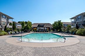 Lawrenceville apartment for rent - Swimming pool with large sundeck and lounge chairs