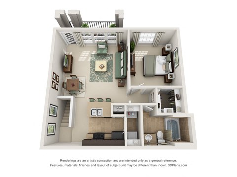 Floor plan for 1 bed, 1 bath, 787 sqft