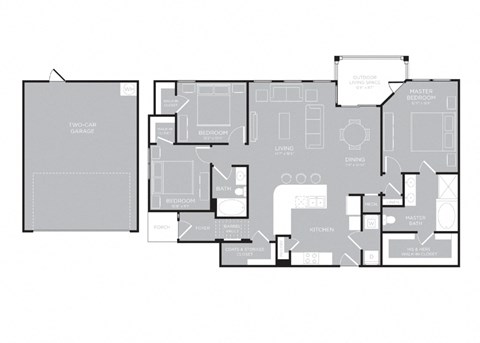 Floor plan for 3 beds, 2 baths, 1498 sqft