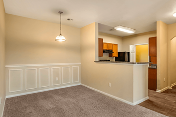Houston apartment for rent - A kitchen area with a counter and cabinets.