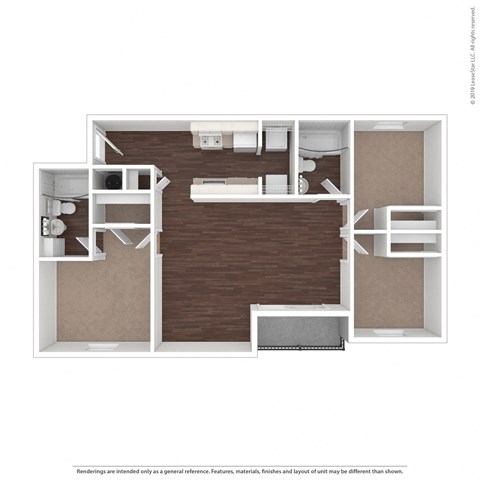 Floor plan for 3 beds, 2 baths, 1188 sqft