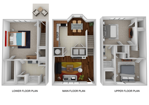 Floor plan for 3 beds, 2 baths, 1440 sqft