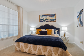 Lawrenceville apartment for rent - Bedroom with large window and high ceilings.