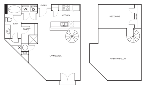 Floor plan for studio, 1 bath, 862 sqft