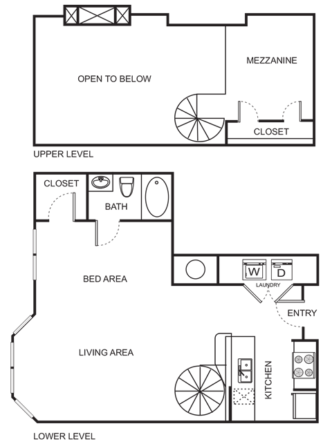 Floor plan for studio, 1 bath, 817 sqft