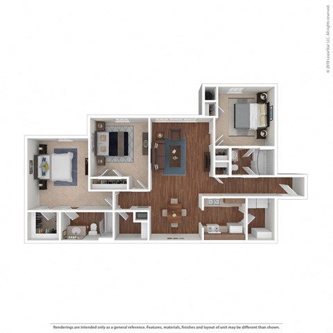 Floor plan for 3 beds, 2 baths, 1182 sqft