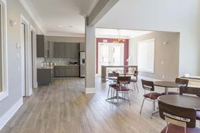 Raleigh-Durham apartment for rent - A kitchen with a dining table and chairs at Foxwood Apartments, Raleigh-Durham, North Carolina