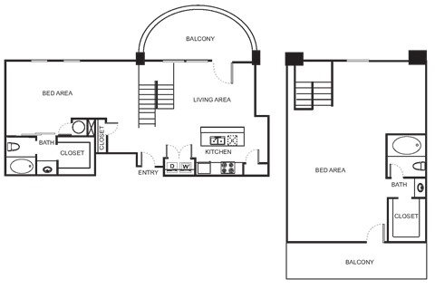 Floor plan for studio, 1 bath, 1984 sqft