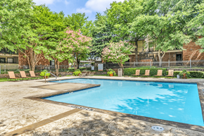 Plano apartment for rent - Swimming pool with lounge chairs, picnic table and native landscape