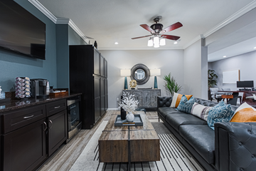 Houston apartment for rent - a living room with a couch and a coffee table