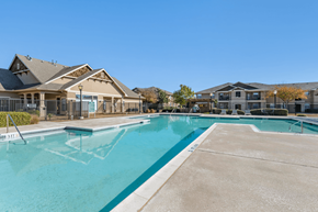 Denton apartment for rent - Swimming pool with large tanning deck, lounge chairs, pergola and native surrounding landscape