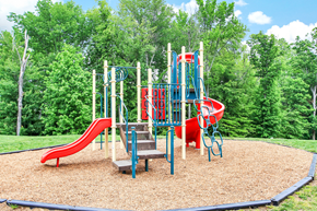 Fredericksburg apartment for rent - Playground jungle gym and playground slides in a bed of mulch with trees in background
