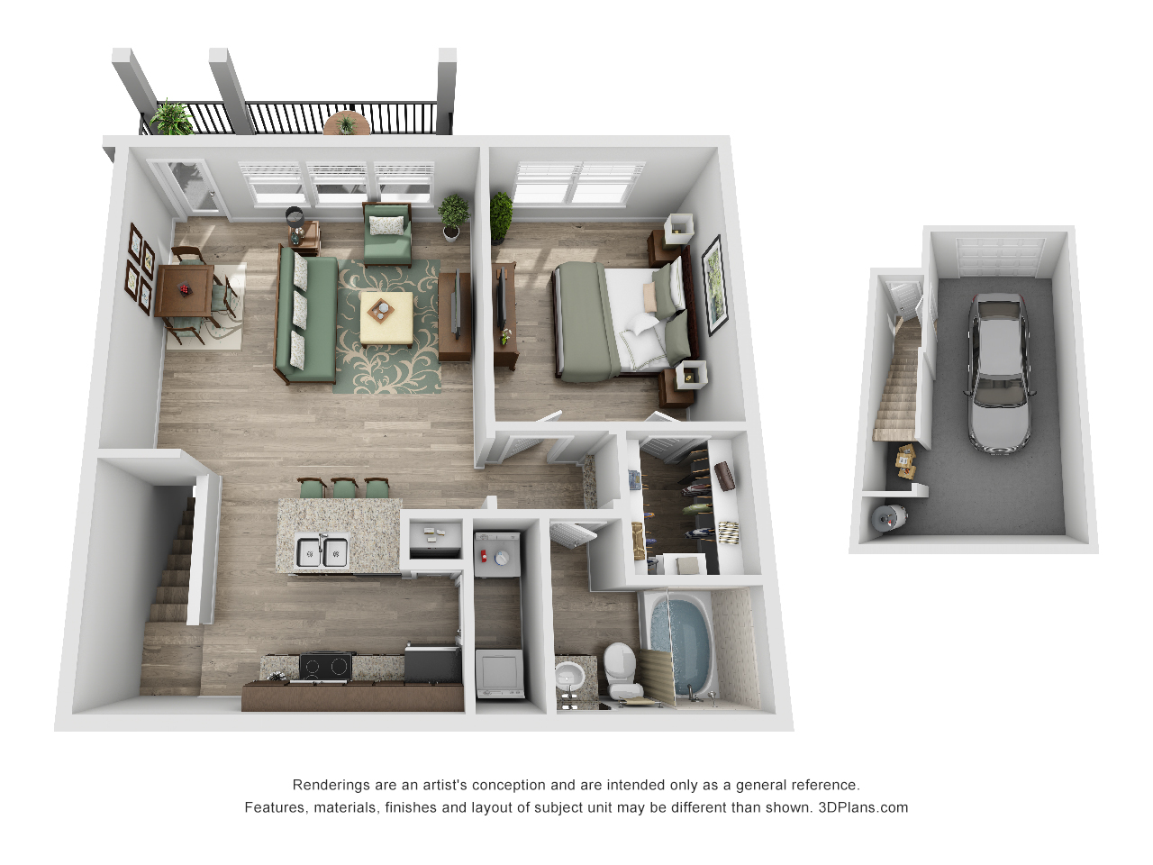 Floor plan for 1 bed, 1 bath, 806 sqft