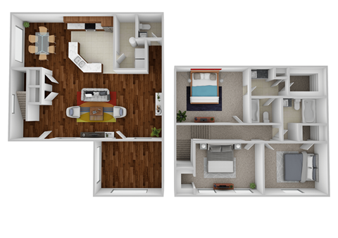 Floor plan for 3 beds, 2.5 baths, 1547 sqft