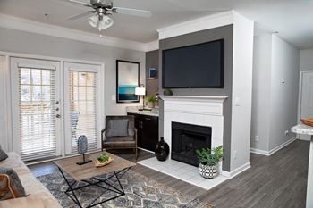 In-home fireplace with decorative mantle