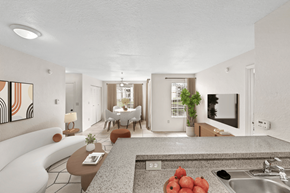 Orlando apartment for rent - a view of the living room and dining room from the kitchen