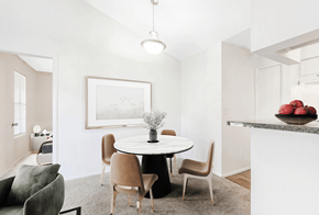 Tampa apartment for rent - a dining area with a round table and four chairs