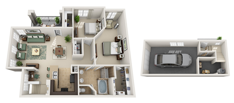 Floor plan for 2 beds, 1 bath, 1177 sqft