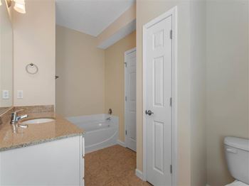 Stand-up shower and garden-style bathtub in master bedroom