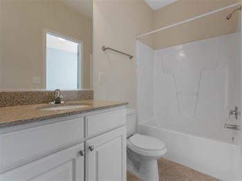 Stand-up shower and garden-style bathtub in master bedroom