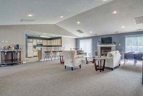 Fredericksburg apartment for rent - A living room with a fireplace and a television.