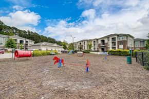 Morrisville apartment for rent - A playground with a swing set and a red barrel.